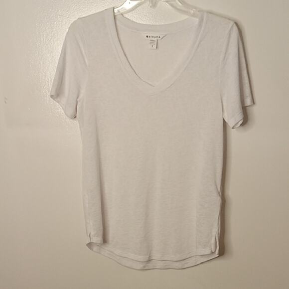 Athleta Women's Size S/P White Breezy Scoop V-Neck T-Shirt. Athleisure - Picture 1 of 9